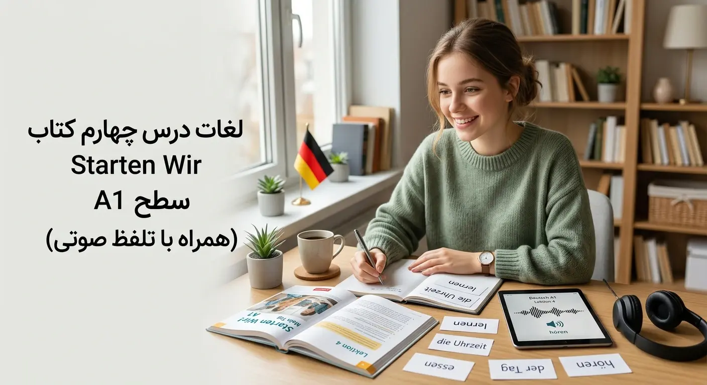 لغات درس چهارم کتاب Starten Wir سطح A1 (همراه با تلفظ صوتی)