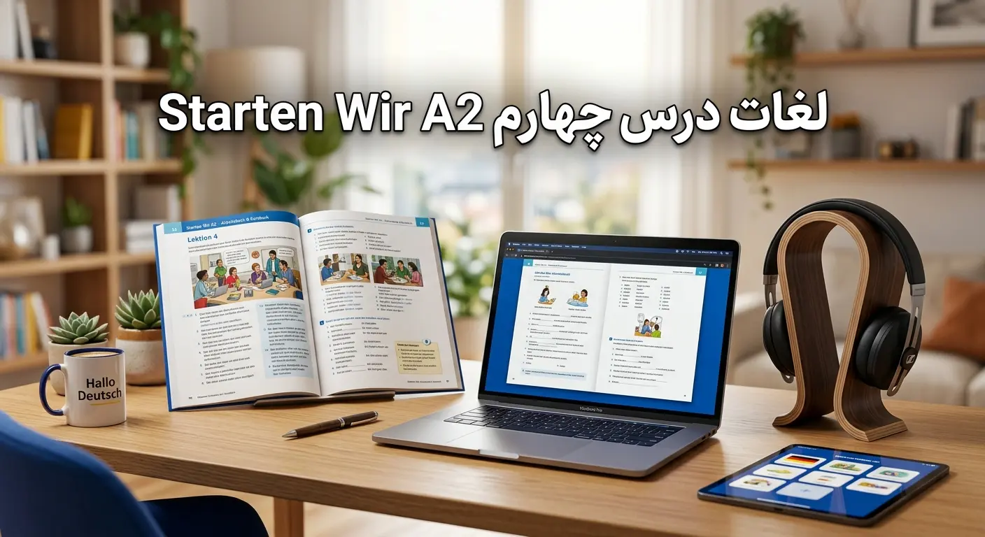 لغات درس چهارم کتاب Starten Wir سطح A2 (همراه با تلفظ صوتی)