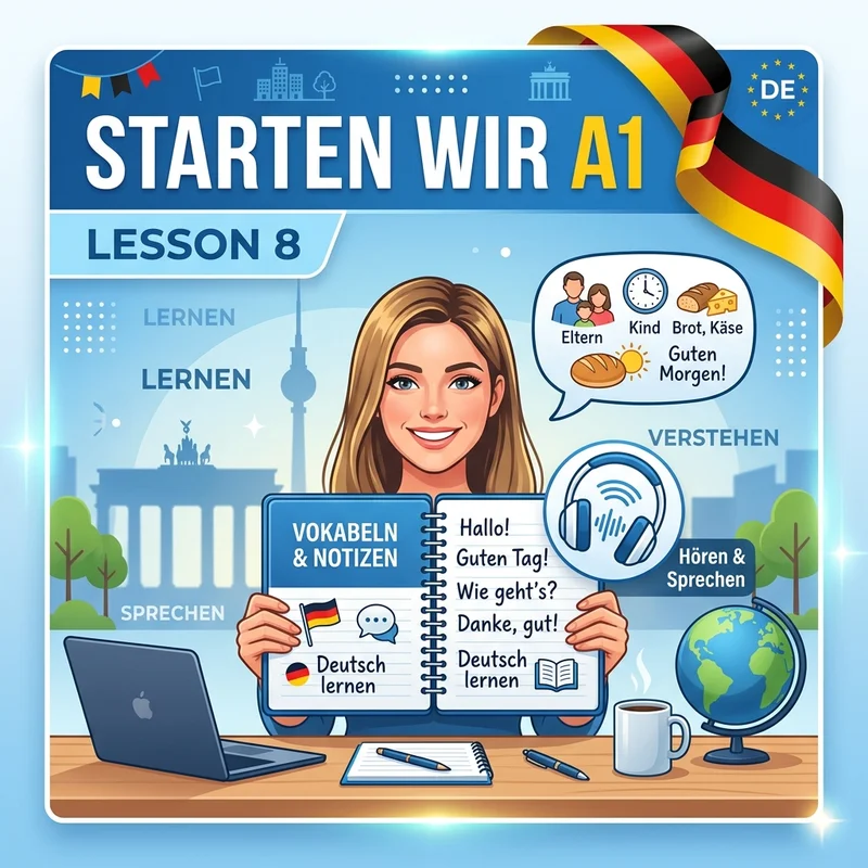 لغات درس هشتم کتاب Starten Wir سطح A1